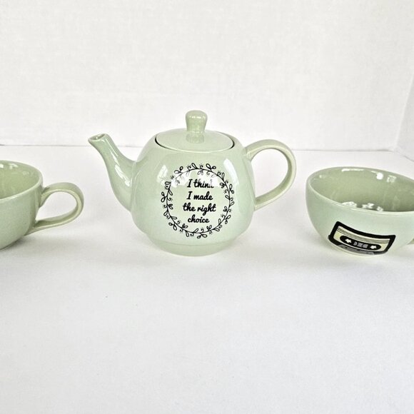 The Office Dunder Mifflin Jim’s Gift To Pam Ceramic Teapot 5x 6” 2 Tea Cups NWOB - Picture 4 of 13